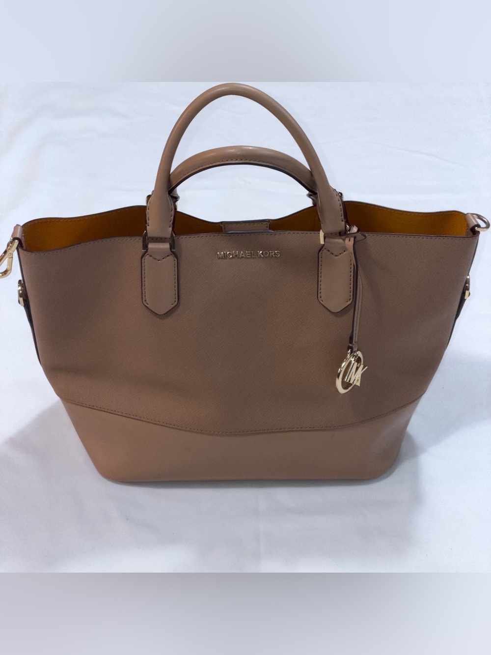 Michael Kors Trista Large Dark Khaki Saffiano Leather Convertible Tote Crossbody